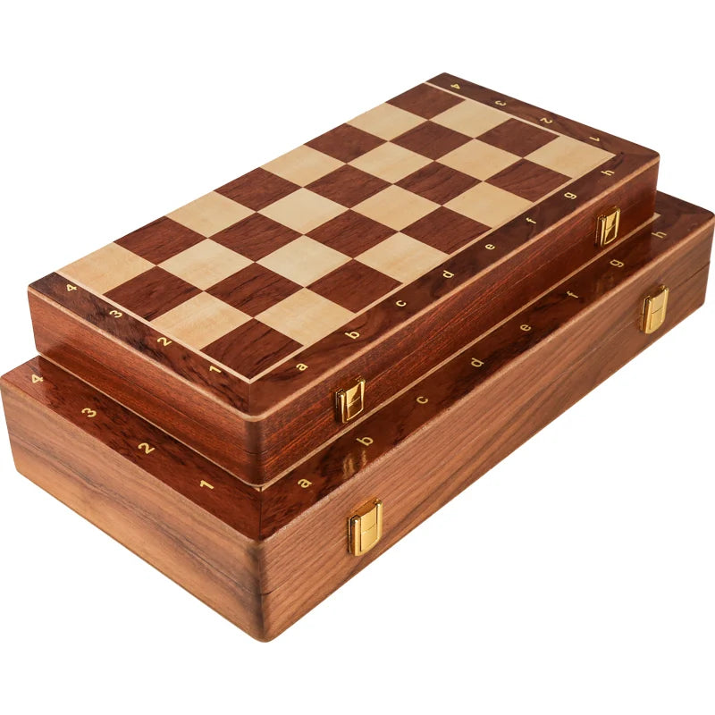 Juego de Ajedrez de Madera Plegable – Hecho a Mano, Clásico, Tablero de Nogal, Regalo Perfecto