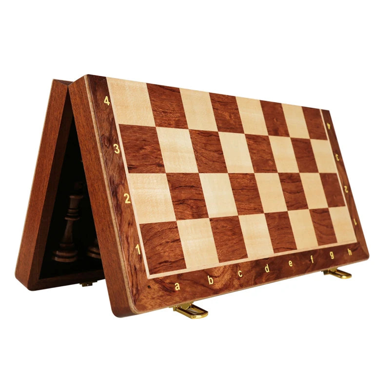 Juego de Ajedrez de Madera Plegable – Hecho a Mano, Clásico, Tablero de Nogal, Regalo Perfecto