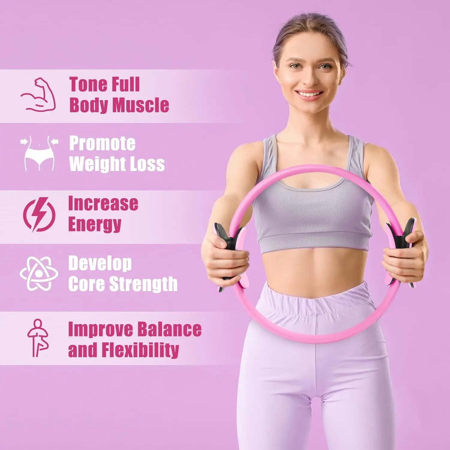Aro de Pilates Fitness para Tonificar Piernas, Glúteos y Abdomen – Yoga, Resistencia, Casa